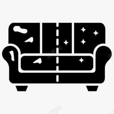 翻新沙发舒适的坐姿家庭家具图标