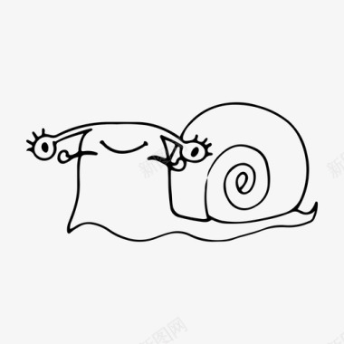 卡通儿童玩耍蜗牛动物卡通图标