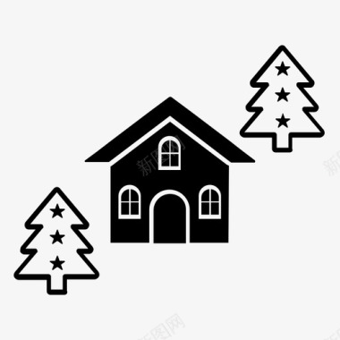 房子小屋圣诞节图标