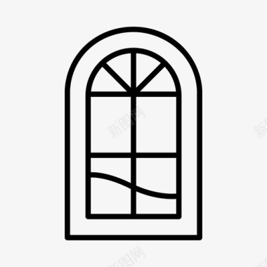 拱形窗圣诞节房子图标