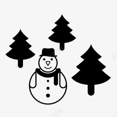 新年免扣素材雪人圣诞节新年图标