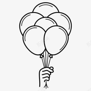 手拿一束氦气球庆祝节日图标