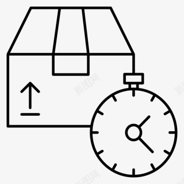 矢量快递包裹截止日期时钟包裹图标