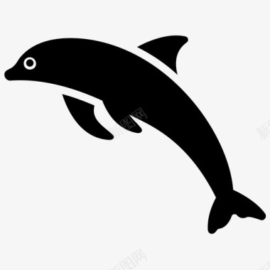 动物海豚卡通鱼哺乳动物图标