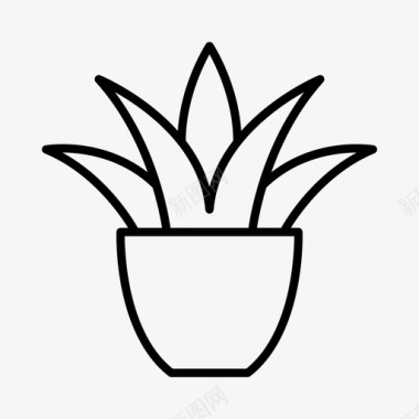 多汁的花盆绿色植物图标