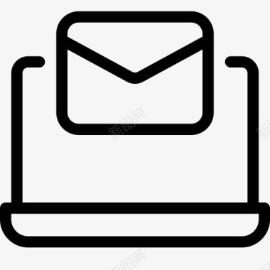 笔记本电脑上的新邮件显示屏电子邮件图标