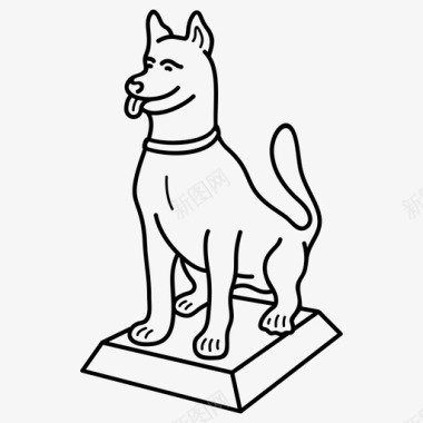 狗雕塑青铜粘土图标