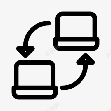 卡通数据连接云连接计算机连接数据图标