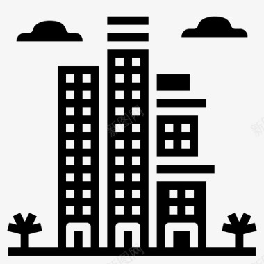 摩天大楼建筑物房地产图标
