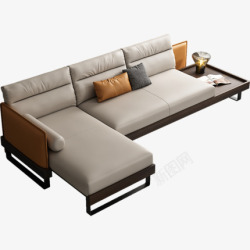马氏北欧简约功能沙发现代大小户型客厅皮布沙发组合带素材