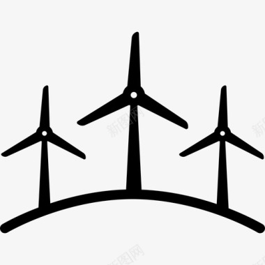 风车风力涡轮机惠利吉格风能图标