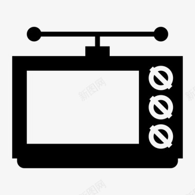 矢量复古卷纸天线电视复古电视电视机图标