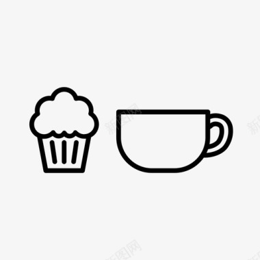 茶和杯蛋糕早餐杯蛋糕图标