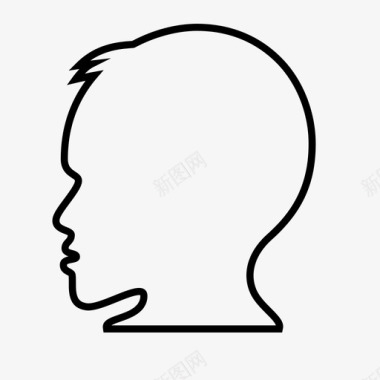 男孩的头孩子的头人类的大脑图标
