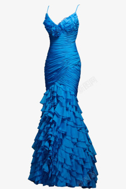 蓝色优雅长裙素材