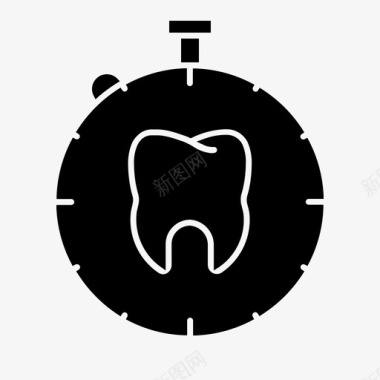 小牙齿时间护理牙科图标