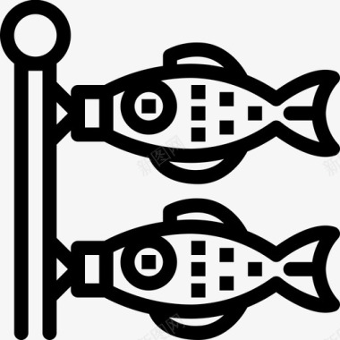 传统龙图案鲤鱼旗日本旅游图标