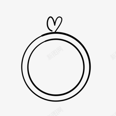 结婚戒指订婚手绘图标