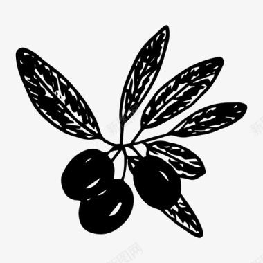黑橄榄食物手绘图标