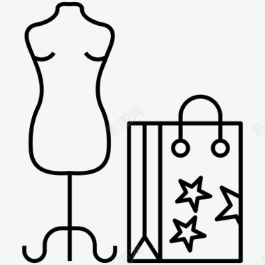 人体模特精品店服装设计图标