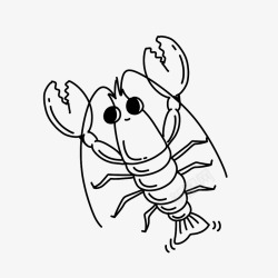 小龙虾素描手绘icon龙虾钳子铅笔画素材