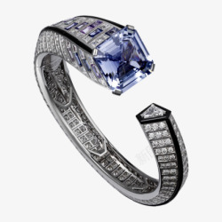高级珠宝手镯铂金一颗2542克拉方形蓝宝石梯形切割素材