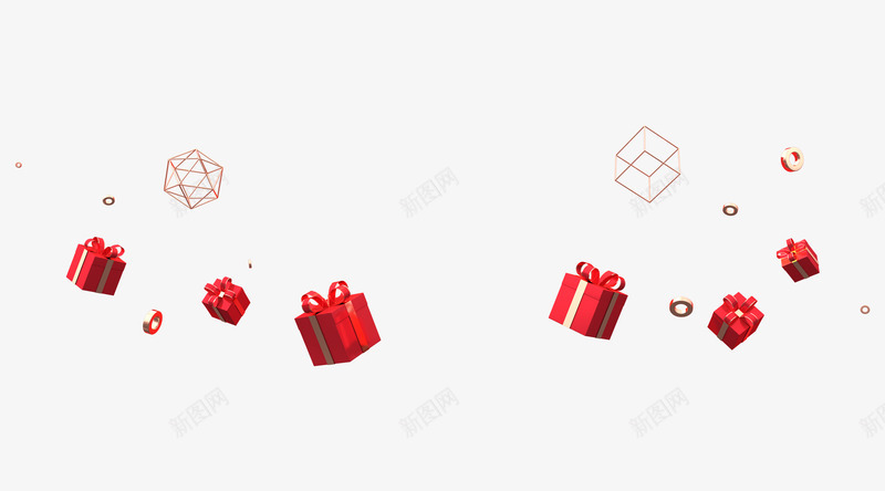 红色礼盒空心立体漂浮物png免抠素材_88icon https://88icon.com 红色 丝带 蝴蝶结 礼盒 网框球 四方框 金色 圆环 透明 光亮 空心 立体 漂浮物