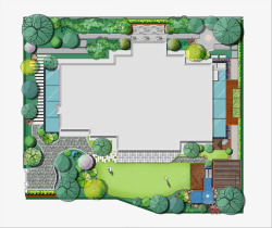 别墅庭院花园设计彩平图素材