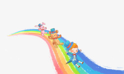 卡通手绘彩虹可爱儿童插画照片美化卡片装饰透明免扣素材