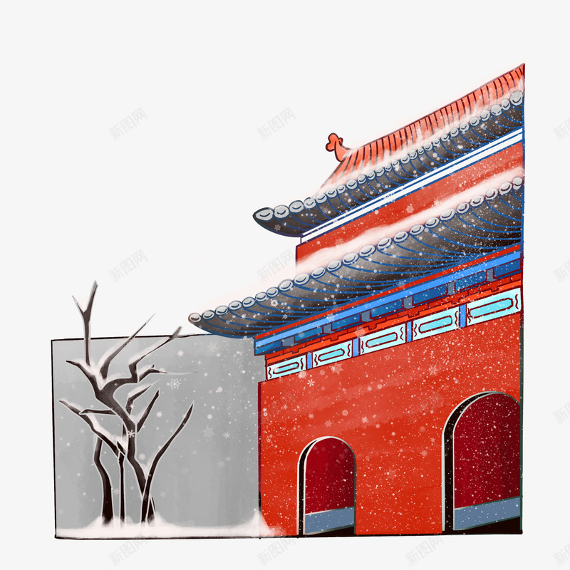 雪中的古建筑png免抠素材_88icon https://88icon.com 雪中 中的 古建筑