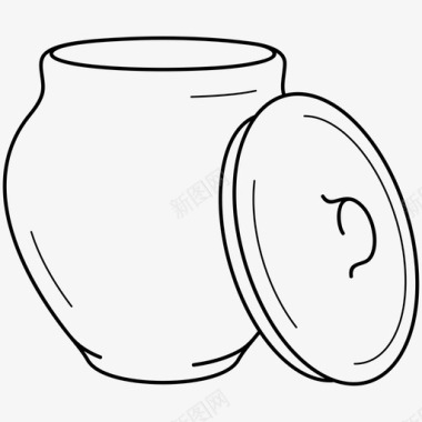 带盖陶罐粘土罐烹饪图标