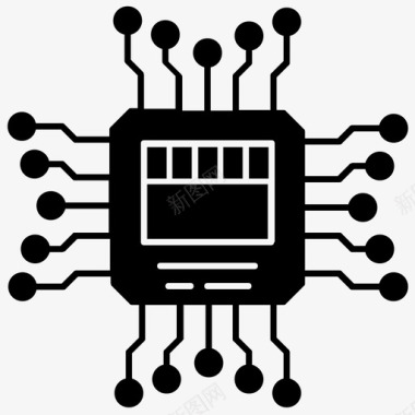 RFID芯片微处理器中央处理器计算机芯片图标