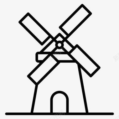 古代风车农场能源自然能源图标