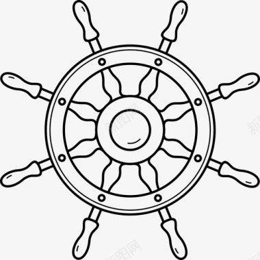 轮船船舵船轮方向盘图标