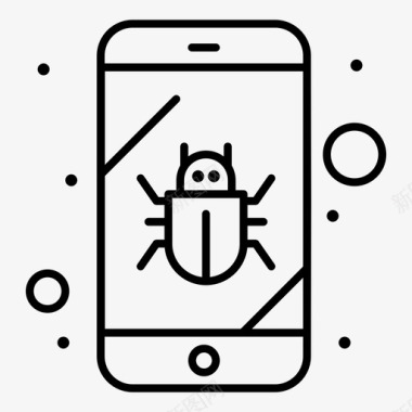 安全黑线框窃听器手机安全图标