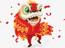 国风新年春节彩色舞狮舞龙装饰美化海报设计素材