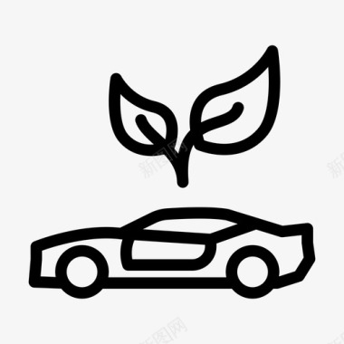 汽车绿色能源汽车生物线字形图标