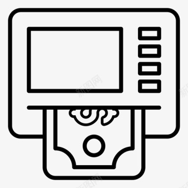电子商务自动取款机购物和电子商务线向量图标集图标