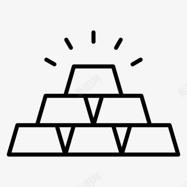 黄金素材金砖黄金资产黄金储备图标