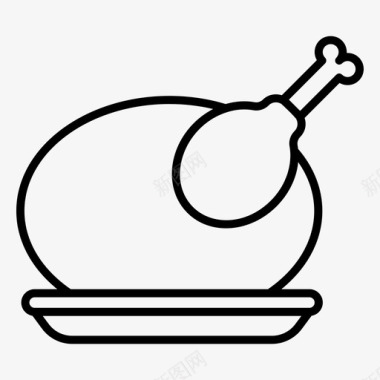 火鸡字母鸡肉烧烤食品烤鸡图标
