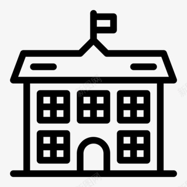 学校建筑拼贴图标