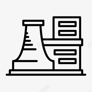 四周放射核电站能源工厂图标