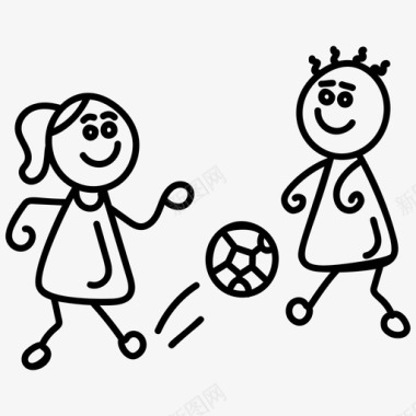 孩子们踢足球朋友们玩友谊图标