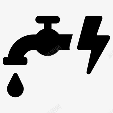 漏水的水龙头漏水滴水水管工图标