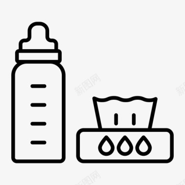 婴儿奶瓶和湿纸巾婴儿奶瓶婴儿奶图标