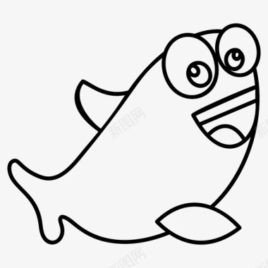卡通鱼水生动物海鲜图标