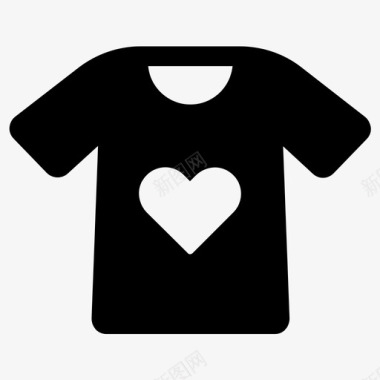 爱心横幅矢量图T恤心形爱心衬衫图标