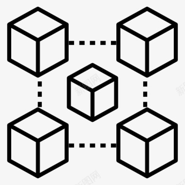 3d模型区块链3d技术比特币连接图标