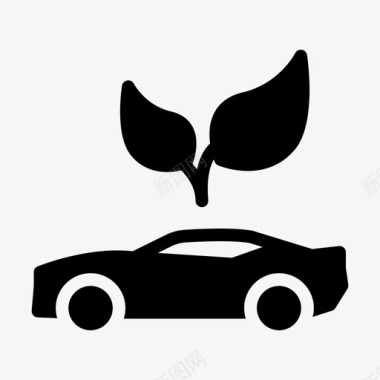 汽车绿色能源汽车生物线字形图标