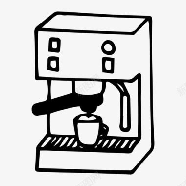 咖啡机早餐手绘图标